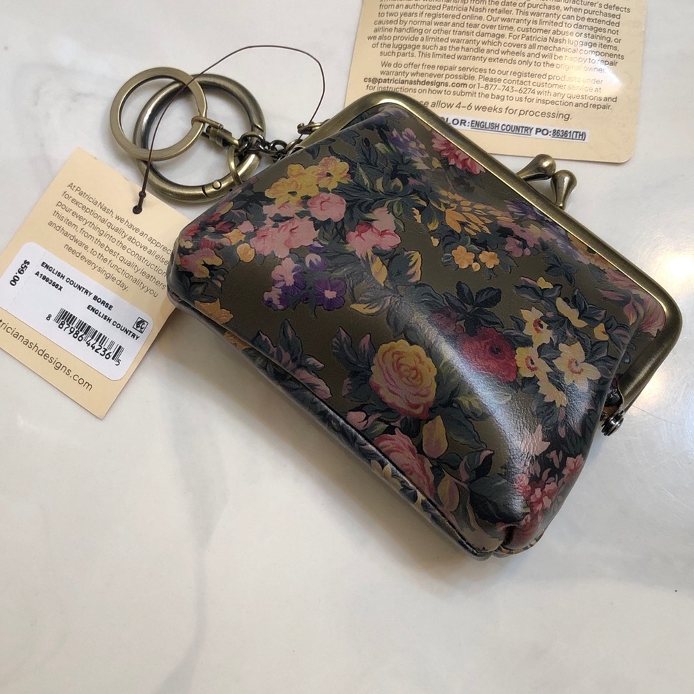 Patricia Nash Borse Leather Coin Purse English Country Print NWT & Card - Picture 14 of 16